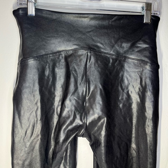 SPANX Faux Leather Leggings Black Size L High Rise Stretch - Picture 6 of 14
